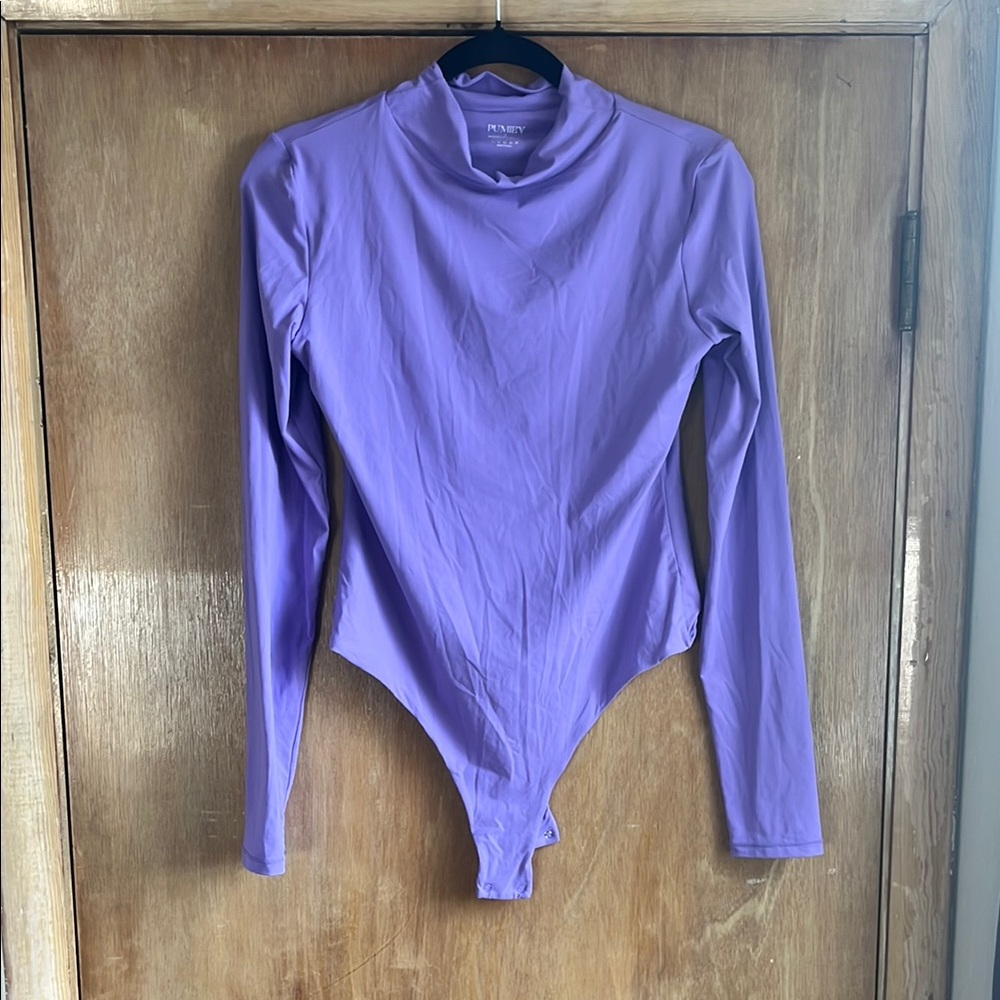 PUMIEY Purple Long Sleeve Turtleneck Bodysuit